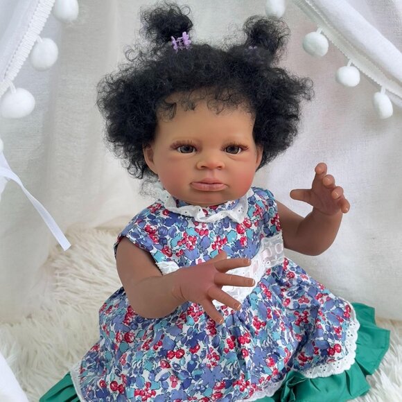 🆕20inch Soft Cloth Body  African American Poseable Limbs Lanny Doll Reborn Baby - Picture 4 of 6